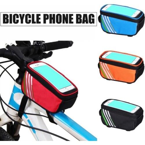 Bicycle Phone Bag Touch Screen Mountain Bike Cycling Bicycle Phone Bag Waterproof Front Tube Storage Pouch