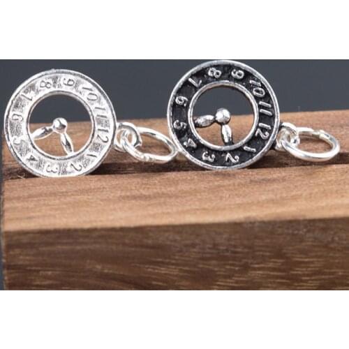 100% 925 Sterling Silver Vintage Clock Charm Pendants Fit Bracelets Necklace Dangle Charms DIY Fancy Jewelry Making Accessories