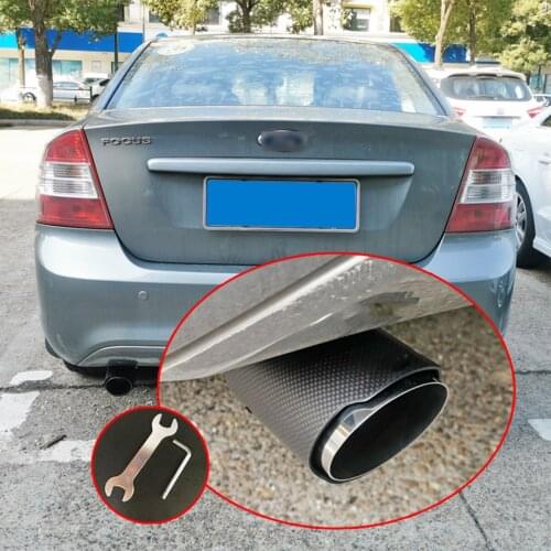 High Grade Carbon Fiber+Stainless Steel Tail Exhaust Pipe Straight Muffler Edge End Tips Fit For Ford Focus 2005-2018