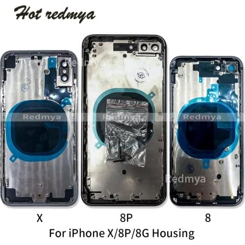 For iPhone 8 8Plus X Battery Back Cover + Middle Chassis Frame + SIM Tray + Side Key Rear Housing Case Cover Assembly 8 Plus