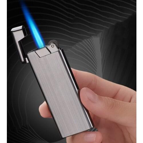 Grinding Wheel Torch Lighter Butane Lighter Windproof Metal Blue Flame Ultra-thin Portable Gift for Men Smoking Accessories