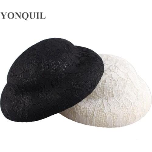 Women Wedding Party Top Hat 17 CM Elegant Fascinator Bases Sinamay Lace Headpiece Wedding Ladies DIY Hair Accessories 6PCS/Lot