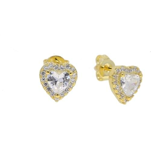 2021 Cubic Zirconia Sparking Bling Ice Girl Women Jewelry 5A Heart CZ Classic Stud Earring For Girlfriend Gift