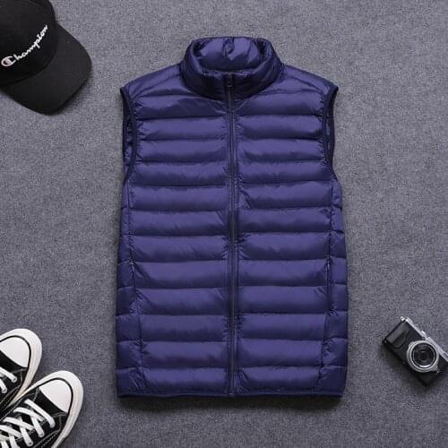 Down Vest Ultralight Sleeveless Vest Jacket Fashion Stand Collar Men Large Size Loose Vest Winter New Men White GB15268 kg 74cm