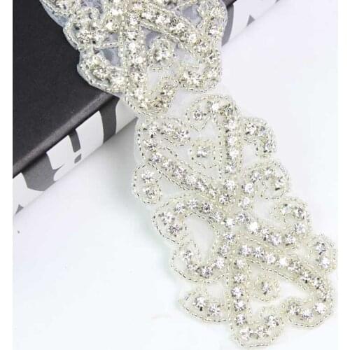 10Yds Stunning Rhinestone Trims Belt Crystal Chain Embellishment Wedding Sash Belts Appliques Hot Fix Trimming Applique Patch