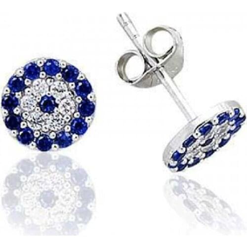 925 Sterling Earrings with Zircon Stone and Evil Eye Design