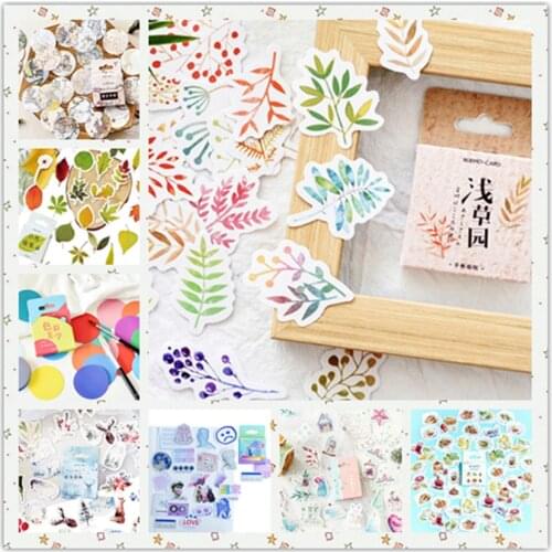 46pcs/pack Cartoon Paper Decorative Stickers Scrapbooking For DIY Product Diary School Supplies 12 Styles Can Choose