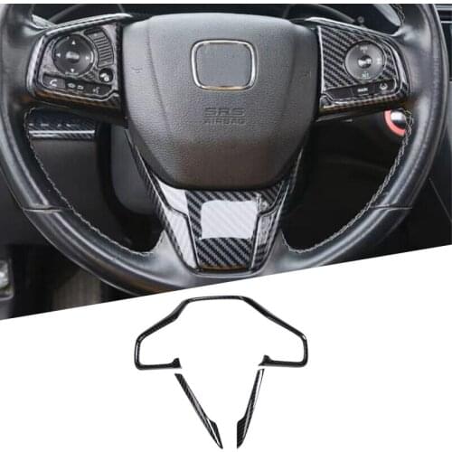 Car ABS Carbon Fiber Style Inner Steering Wheel Cover Trim Frame Fit For Honda Civic 10th 2019 2020