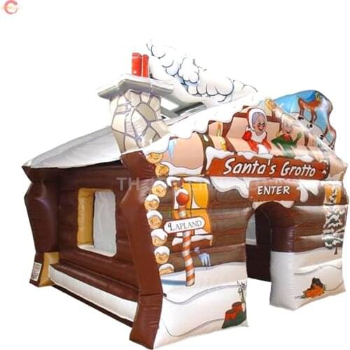 Free door shipping 4*3m/5*4m inflatable Santas Grotto Christmas house inflatables for sale