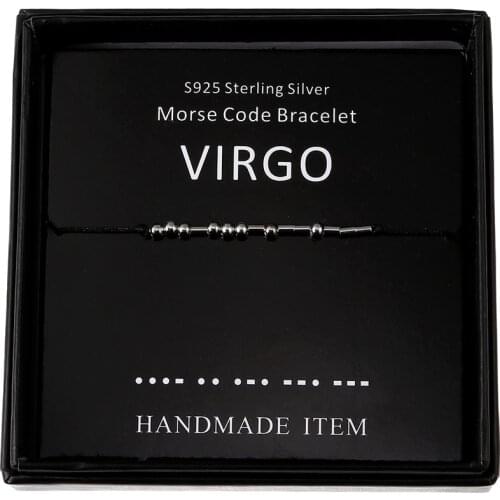 Virgo Morse Code Bracelets Handmade Zodiac Beads on Silk Cord Secret Message Bracelet Birthday Gift