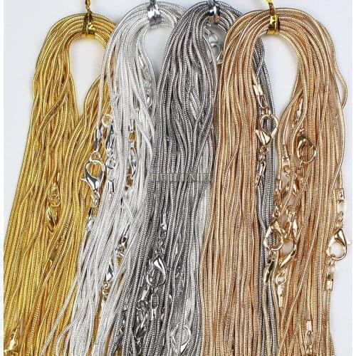 5pcs/lot Silver Plated / Gold Color 1.2mm Snake Chain Necklaces for Women 16" 18" 20" 24" Fashion Jewelry Necklace Chains