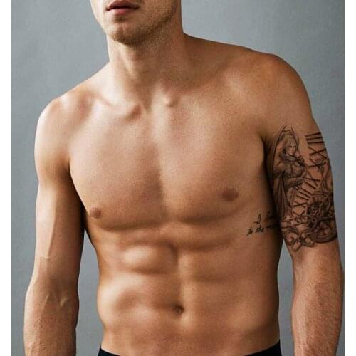 Clock Iron Chain Tattoo Sticker Fake Bow Arrow Snake Waterproof Temporary Tatoos for Women Men Black English Letters Totem Tatoo