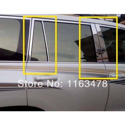 For Toyota Prado FJ150 2010 2011 2013 Stainless Steel Decorate Accessories Window Pillar Post Cover Trim