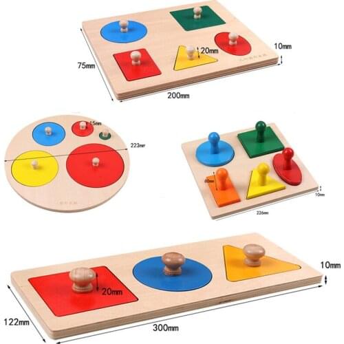 Wooden Geometric Shapes Sorting Math Montessori Puzzle Colorful Preschool Learning Educational Game Baby Toddler Toys