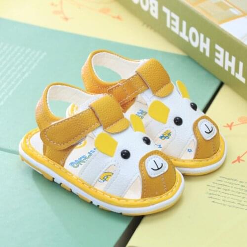 Baby shoes 0-2T infant cartoon animal cute sandals Microfiber Leather Non-slip baby girls boys summer shoes kid Soft-soled shoes
