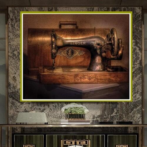 GLymg 5D DIY Diamond Painting Sewing Machine Painting Diamond Embroidery Embroidery Cross Stitch 3d Home Wall Arts Decor