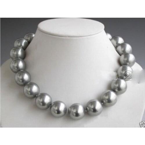 Hot sale new Style >>>>>Rare Huge 18mm Gray South Sea Shell Pearl Round Necklace 18"AAA