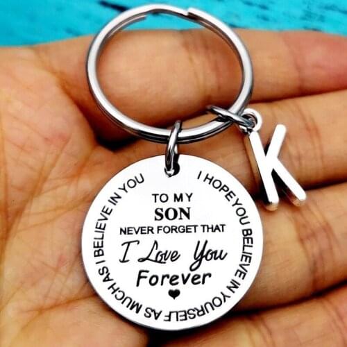 Hot Sale To My Son Inspirational Gift Keychain Never Forget I Love You Forever Best Father Mother Gift Key Chains