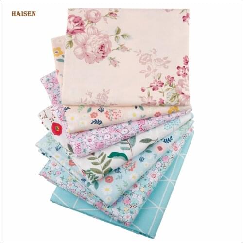 Haisen,Flower Series Cotton Fabric Patchwork Twill Printed Cloth For DIY Sewing Quilting Baby&Child Doll Handmade Material 7 pcs