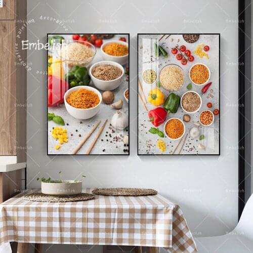 Vegetables And Grains In Bowl Food Wall Pictures For Dinning Room Kitchen Home Decor Posters HD Print Canvas RestaurantPainting