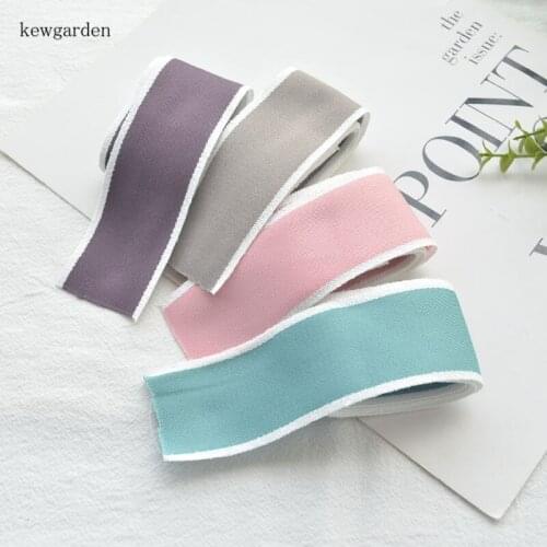 Kewgarden DIY Brooch Hairbow Satin Ribbon 38mm 1.5" White Hair Edge Cotton Cloth Ribbons Handmade Tape Packing Webbing 5 Meters