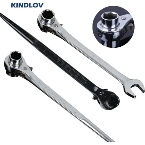KINDLOV Ratchet Wrench Pointed Tail Socket Key Set Open End Wrench 19-22mm Adjustable Spanner Nuts Screw Car Repair Hand Tools