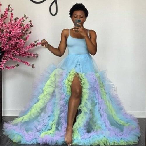 Colorful 2 Pieces Formal Party Dresses Sexy High Split Prom Gowns Elatsic Women Maternity Dresses For Photoshoot 2021