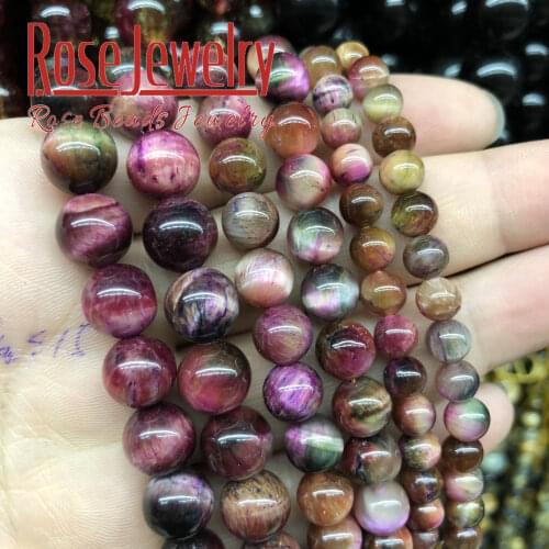 Natural Stone Multicolor Tiger Eye Round Loose Beads For Jewelry Making 4 6 8 10 12 14mm DIY Bracelet Accessories 15'' Strands