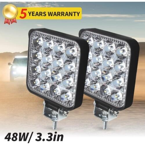 48W Square Bright LED Spotlight Work Light Car SUV Truck Driving Fog Lamp For Car Repairing Camping Hiking Backpacking