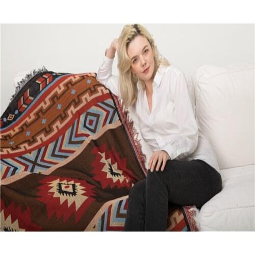 Pretty Geometric Blanket Outdoor Picnic Mat Ethnic Style Retro Indian Ethnic Creative Geometric Totem Tapestry Sofa Blanket