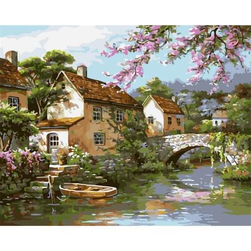 Exodus Love Paint By Numbers For Adults Children Seaside Town Diy Handpainted Oil Painting Landscape Picture Home Wall Decor