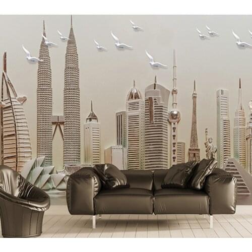 Customize Any Size Mural European Relief City 3D Wallpaper Living Room Sofa Background Wall Non-woven Waterproof Papel De Parede