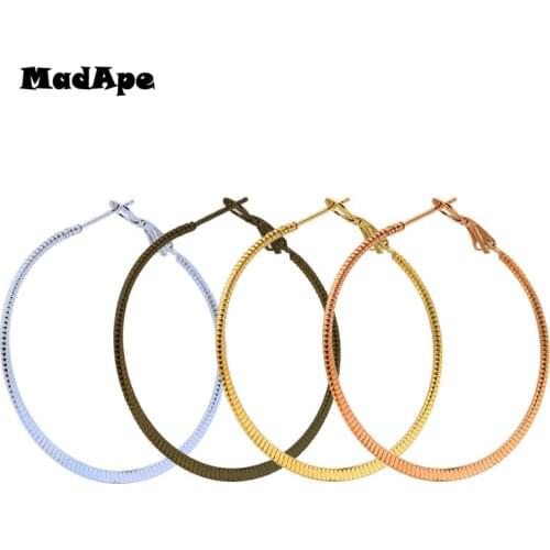 MadApe 2019 New Arrival Stainless Steel Hoop Earring Big Hyperbole Round Hoop Earrings For Women Fashion Jewelry Wholesale