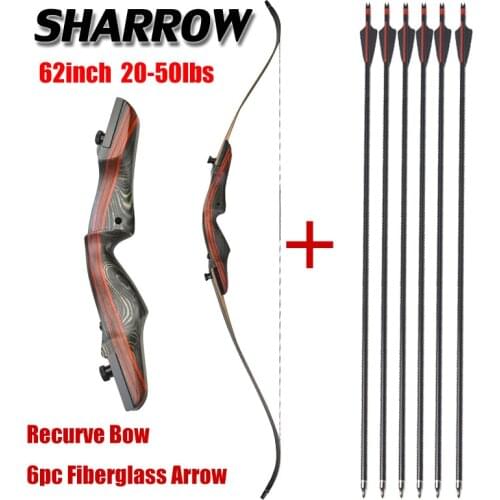 Hunting Bow 62inch 20-50lbs Archery Recurve Bow With Fiberglass Arrows Set Bow And Arrow Shooting Hunting Accessories