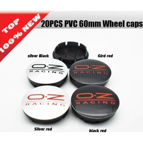 Wholesale 20pcs 56mm black silver logo O.Z Racing emblem Wheel Center Caps Hub Cap Rims cap Emblem For skoda bmw ..car styling