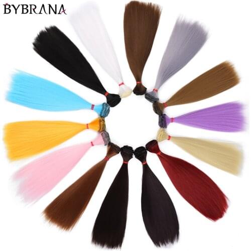 Bybrana Long Straight High Temperature Fiber Black Brown Golden 15*100cm and 25*100cm and 35*100cm BJD DIY SD Doll Wigs