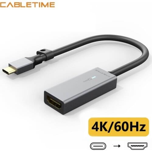 CABLETIME USB C to HDMI Convertor 4K/60Hz HDMI Adapter Aluminum Shell for Matebook 13 Samsung S10 Xiaomi N360