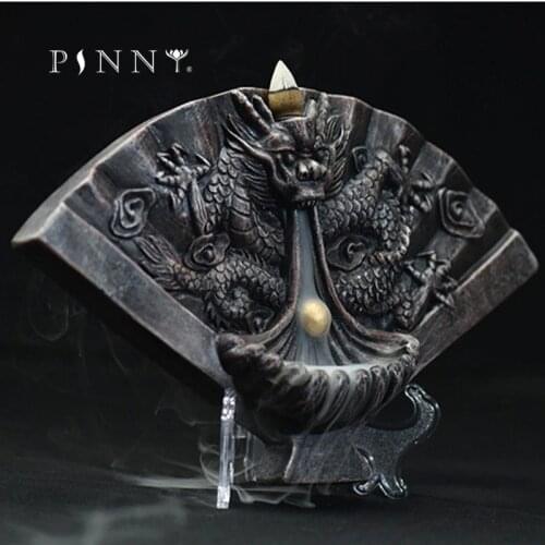 PINNY Antique Ceramic Backflow Incense Holder Fan-creative Dragon Cone Sandalwood Censer Home Decor Incense Holder Free Shipping