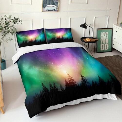 Polar Light Bed Cloth 3D Natural Scenery Duvet Cover Set Bed Set Colorful Bedding Queen King Size Nordic Style Bed Cover