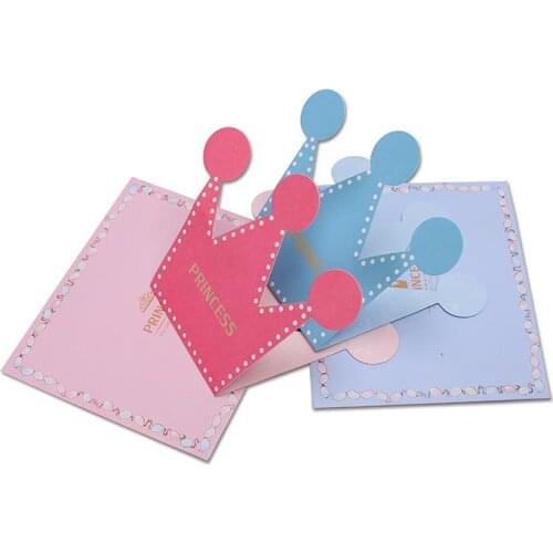 Greeting Card Happy Birthday Valentines Day Wedding The princess prince crown shape invitation cardsparty festive supplies