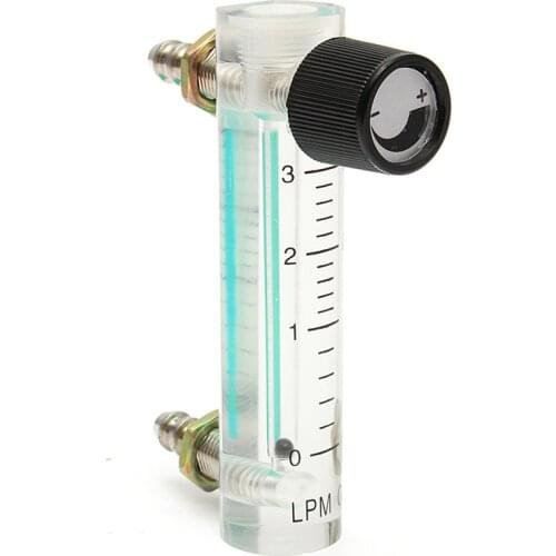 0-3LPM 93mm Acrylic Gas Air Oxygen Flow Meter With Control Valve Metal Connector 0.1Mpa Acrylic Nickel-plated Brass