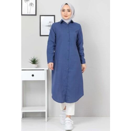 Büyük Beden Uzun Tunik TSD3565 İndigo