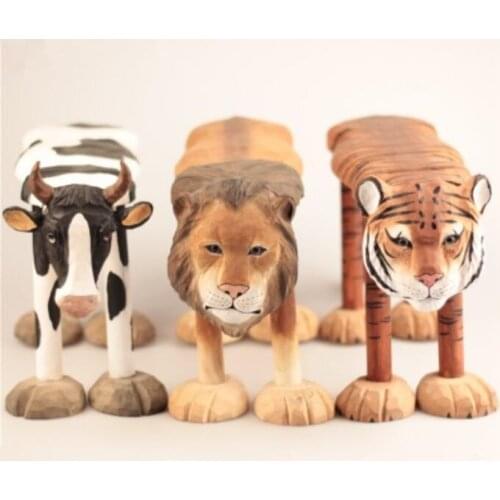 Fine Hand-carved medium size baby animal bench solid wood bench home stool pieces carvings Home Decoration Statues Head