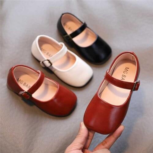 Girls Shoes Square Toe Mary Janes Shoes For Baby Black Whit Children Basic Princess Shoes Kids Single Shoe White Spring Autumn