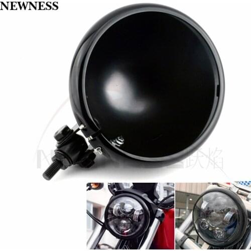 Universal Motorcycle 5.75" Headlight Light Bulb Bucket Housing For Harley Dyna Sportster XL FXD Custom 5-3/4" LED Headlamp Shell