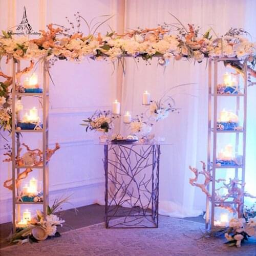 6ft tall Gold Color Metal Iron Flower Stand Road Lead For Wedding Decoration Modern Decor