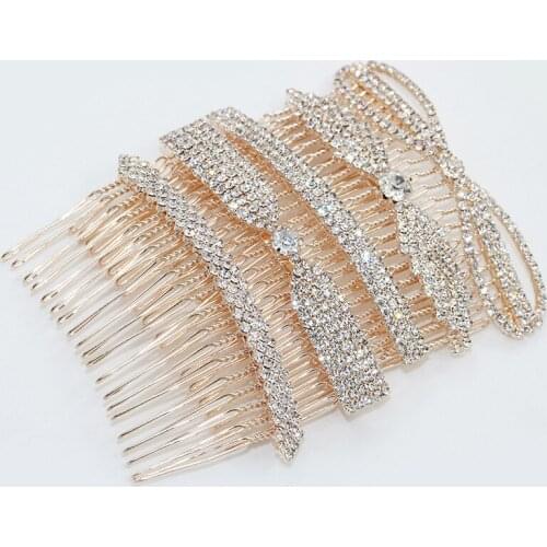 Bridal Hair Accessories Crystal Wedding Hair Combs Hair Clips Jewelry Handmade Women Bride Crown Bow Hair Ornaments Headpieces