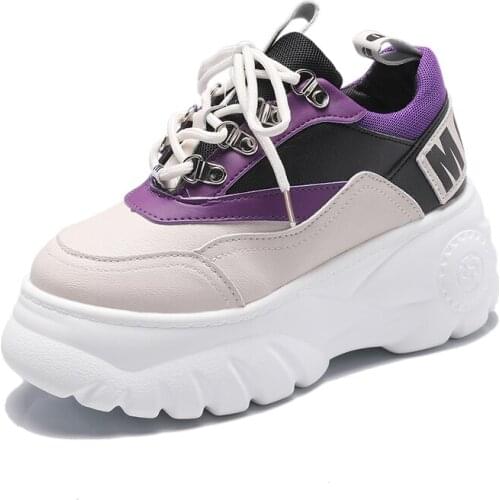 White Sneakers Platform Woman 2020 Spring New Female Chunky High Top Sneakers for Woman Casual Shoes Sliver Wedge U13-97