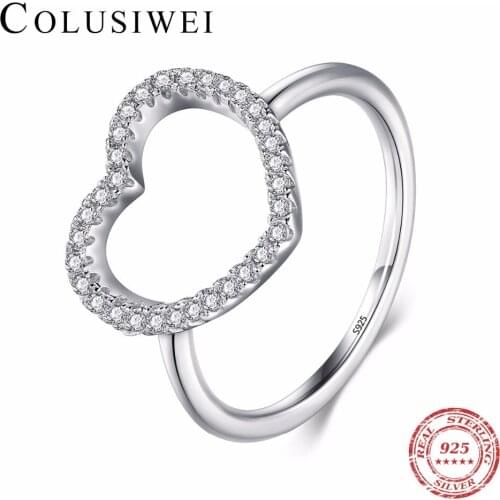 2018 New Design Classic Love Ring 5A Zircon Fashion Solid 925 Sterling Silver Heart Finger Rings For Women Engagement Jewelry