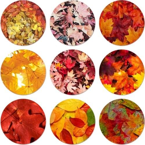 58mm Golden Fall Leaf Icons Pins Badge Decoration Brooches Metal Badges For Clothes Backpack Decoration